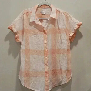 AVA & VIV Button Down Check Plaid Shirt Blouse Top